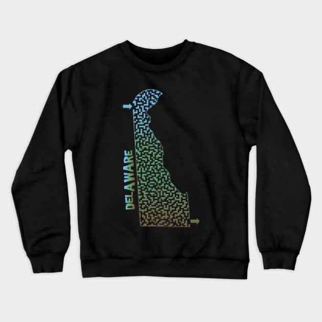 Delaware State Outline Maze & Labyrinth Crewneck Sweatshirt by gorff